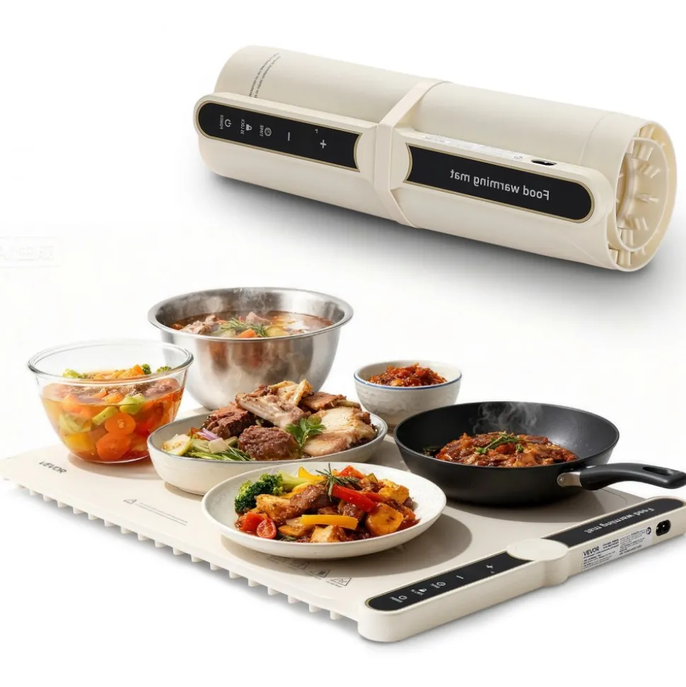 VEVOR Electric Warming Tray, Food Warming Mat for Buffet, Rollable & Portable Silicone Food Warmer with 9 Adjustable Temperature Settings, Auto Shut-Off & Child Lock, Ideal for Parties, Catering