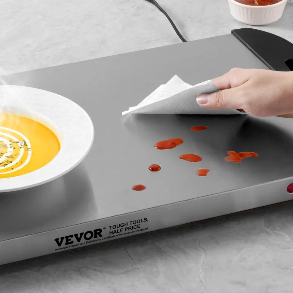VEVOR Electric Warming Tray, Food Warming Trays for Buffet, Warming Trays with Adjustable Temperature Control, Portable Stainless Steel Food Warmer, Hot Plate Perfect for Parties, Catering, Holidays