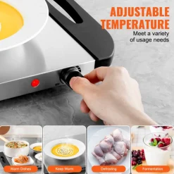 VEVOR Electric Warming Tray, Food Warming Trays for Buffet, Warming Trays with Adjustable Temperature Control, Portable Stainless Steel Food Warmer, Hot Plate Perfect for Parties, Catering, Holidays