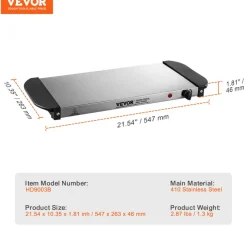 VEVOR Electric Warming Tray, Food Warming Trays for Buffet, Warming Trays with Adjustable Temperature Control, Portable Stainless Steel Food Warmer, Hot Plate Perfect for Parties, Catering, Holidays