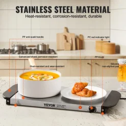VEVOR Electric Warming Tray, Food Warming Trays for Buffet, Warming Trays with Adjustable Temperature Control, Portable Stainless Steel Food Warmer, Hot Plate Perfect for Parties, Catering, Holidays
