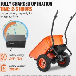 VEVOR Electric Wheelbarrow Cart, 500W Powered Utility Garden Wagon Dump Cart, 4.5 Cu Ft Load & 573 lbs Capacity with Metal Handle & 16" Track Wheels, Two Wheel Barrow Yard Cart & Wagons for Lawn Farm