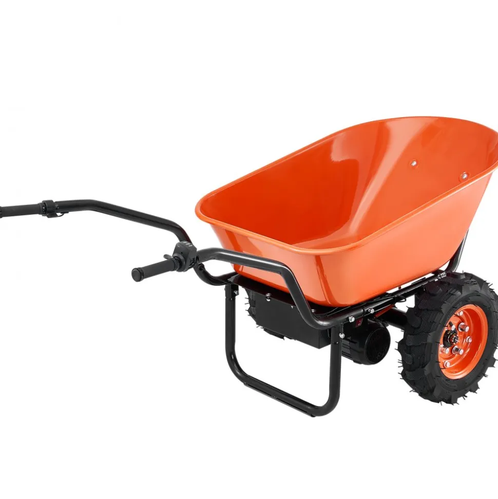 VEVOR Electric Wheelbarrow Cart, 500W Powered Utility Garden Wagon Dump Cart, 4.5 Cu Ft Load & 573 lbs Capacity with Metal Handle & 16" Track Wheels, Two Wheel Barrow Yard Cart & Wagons for Lawn Farm
