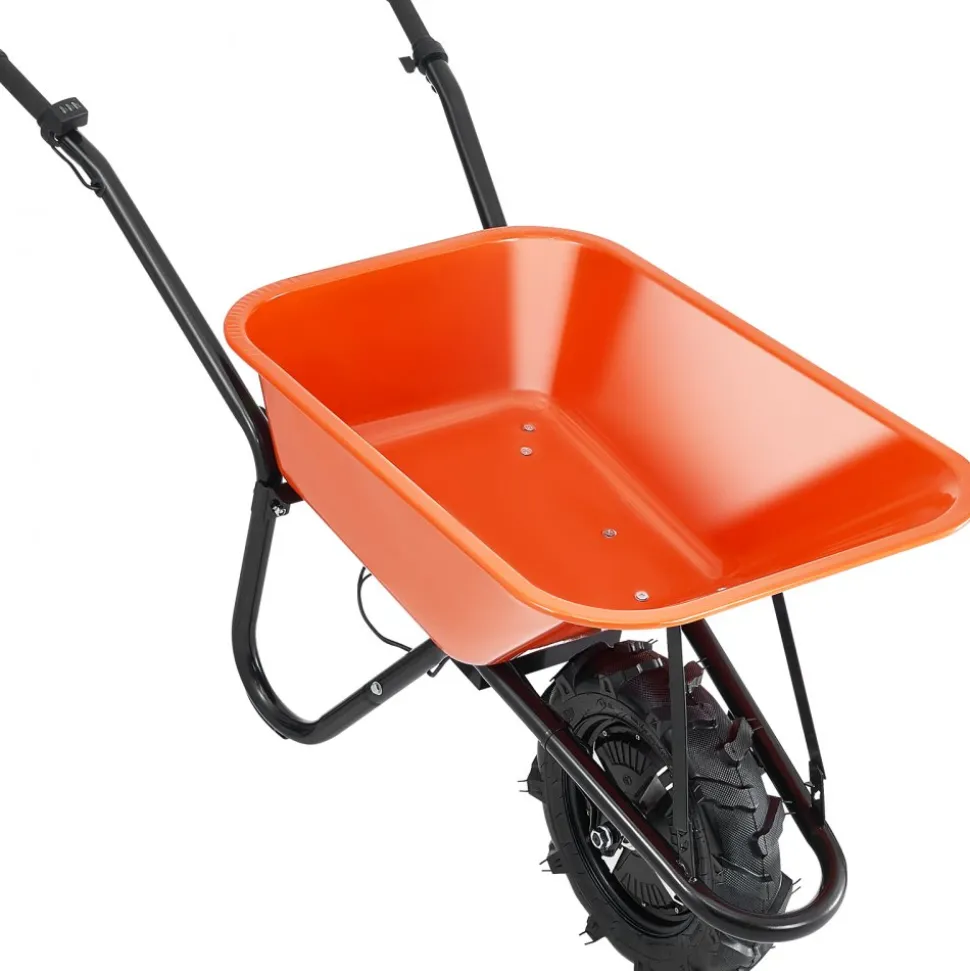 VEVOR Electric Wheelbarrow Cart, 500W Powered Utility Garden Wagon Dump Cart, 5 Cu. Ft. Load & 330 lbs Capacity with Metal Handle & 16" Track Wheels, One Wheel Barrow Yard Cart & Wagons for Lawn Farm