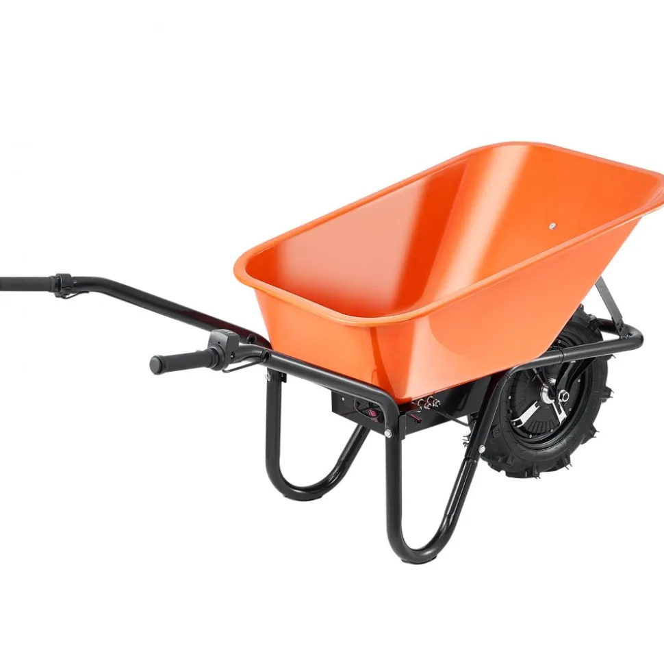 VEVOR Electric Wheelbarrow Cart, 500W Powered Utility Garden Wagon Dump Cart, 5 Cu. Ft. Load & 330 lbs Capacity with Metal Handle & 16" Track Wheels, One Wheel Barrow Yard Cart & Wagons for Lawn Farm