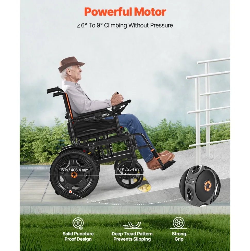 VEVOR Electric Wheelchair for Adults Seniors, 300 lbs Weight Capacity, 20 in Width Lightweight Foldable Motorized Power Wheelchairs, Long Range All Terrain Aluminum Alloy Chair, Adjustable Backrest