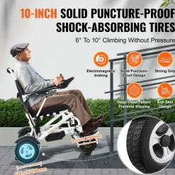 VEVOR Electric Wheelchair for Adults Seniors, 300 lbs Weight Capacity, 20 in Width Lightweight Foldable Motorized Power Wheelchairs, Long Range All Terrain Aluminum Alloy Chair