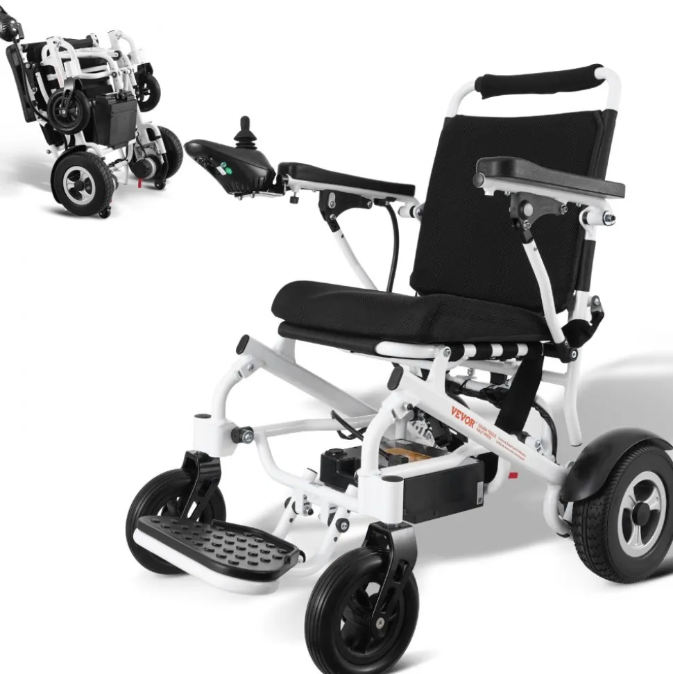 VEVOR Electric Wheelchair for Adults Seniors, 300 lbs Weight Capacity, 17.7 in Width Lightweight Foldable Motorized Power Wheelchairs, UP to 12.5 Miles Range All Terrain Aluminum Alloy Chair