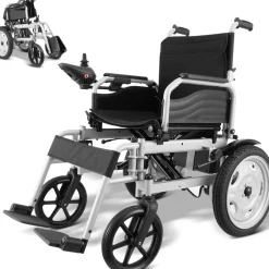 VEVOR Electric Wheelchair for Adults Seniors, 265 lbs Weight Capacity, 17.5in Width Lightweight Foldable Motorized Power Wheelchairs, UP to 12.5Miles Range All Terrain Power Chair, Adjustable Backrest