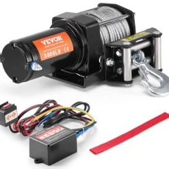 VEVOR Electric Winch, 3000 lb Line Pull Capacity, 12V DC ATV/UTV Winch with Φ3/16 in x 39 ft 7 Strands Steel Cable Roller Fairlead Wired Remote Control, IP55 Waterproof for Towing UTV ATV Off-Road