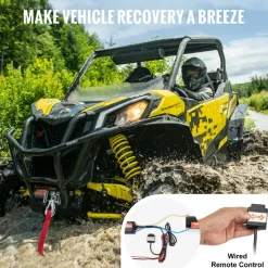 VEVOR Electric Winch, 3000 lb Line Pull Capacity, 12V DC ATV/UTV Winch with Φ3/16 in x 39 ft 7 Strands Steel Cable Roller Fairlead Wired Remote Control, IP55 Waterproof for Towing UTV ATV Off-Road
