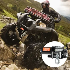 VEVOR Electric Winch, 3000 lb Line Pull Capacity, 12V DC ATV/UTV Winch with Φ3/16 in x 39 ft 7 Strands Steel Cable Roller Fairlead Wired Remote Control, IP55 Waterproof for Towing UTV ATV Off-Road