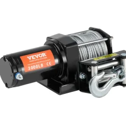 VEVOR Electric Winch, 3000 lb Line Pull Capacity, 12V DC ATV/UTV Winch with Φ3/16 in x 39 ft 7 Strands Steel Cable Roller Fairlead Wired Remote Control, IP55 Waterproof for Towing UTV ATV Off-Road