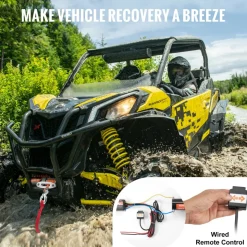 VEVOR Electric Winch, 3500 lb Line Pull Capacity, 12V DC ATV/UTV Winch with Φ3/16 in x 39 ft 12 Strands Synthetic Rope Aluminum Fairlead Wired Remote Control, IP55 Waterproof for Towing UTV ATV Boat