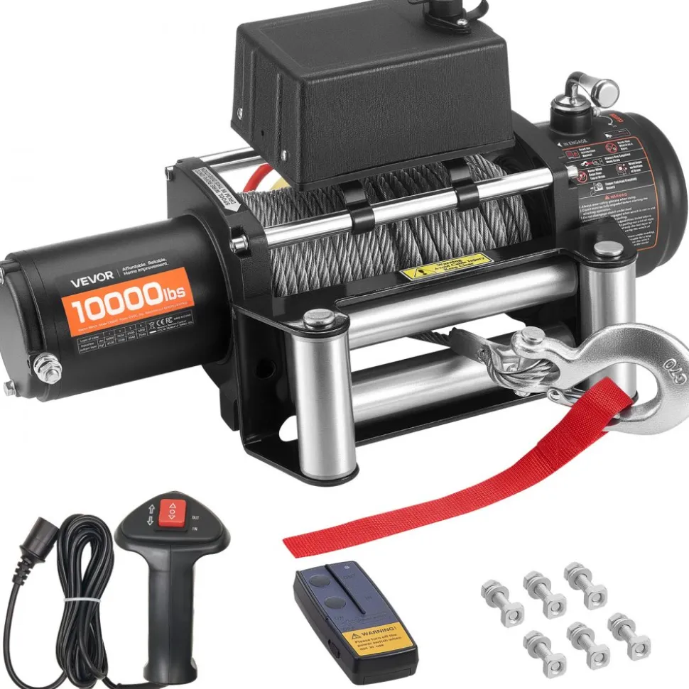 VEVOR Electric Winch, 10000 lbs Load Capacity, 12V DC Truck Winch with Φ21/64 in x 65 ft Steel Rope, Wireless & Wired Remote Control, IP55 Waterproof for Towing SUV Jeep Trailer Boat Off-Road Vehicle