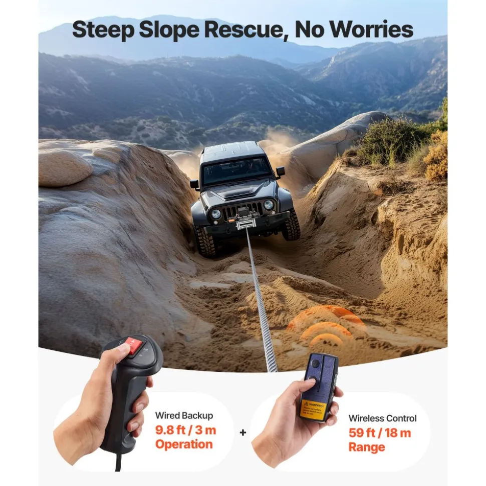 VEVOR Electric Winch, 12000 lbs Load Capacity, 12V DC Truck Winch with Φ7/20 in x 85 ft Steel Rope, Wireless & Wired Remote Control, Suitable for Towing SUV Jeep Trailer Boat Off-Road Vehicle