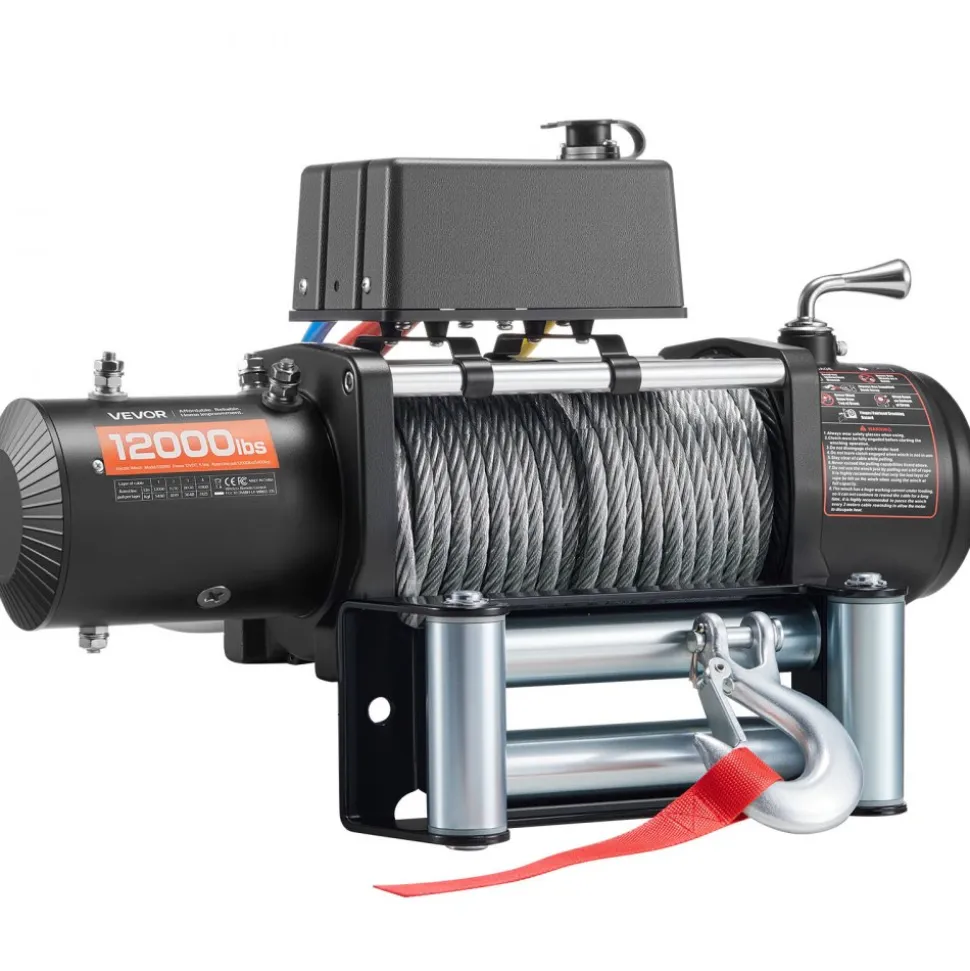 VEVOR Electric Winch, 12000 lbs Load Capacity, 12V DC Truck Winch with Φ7/20 in x 85 ft Steel Rope, Wireless & Wired Remote Control, Suitable for Towing SUV Jeep Trailer Boat Off-Road Vehicle