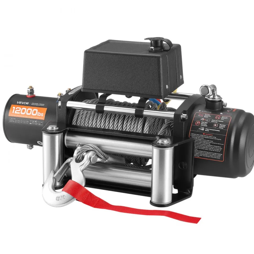 VEVOR Electric Winch, 12000 lbs Load Capacity, 12V DC Truck Winch with Φ7/20 in x 85 ft Steel Rope, Wireless & Wired Remote Control, Suitable for Towing SUV Jeep Trailer Boat Off-Road Vehicle