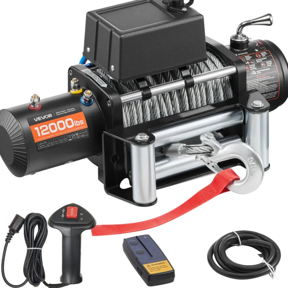 VEVOR Electric Winch, 12000 lbs Load Capacity, 12V DC Truck Winch with Φ7/20 in x 85 ft Steel Rope, Wireless & Wired Remote Control, Suitable for Towing SUV Jeep Trailer Boat Off-Road Vehicle
