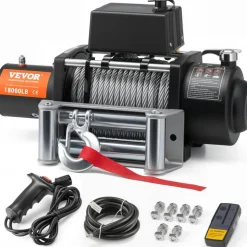 VEVOR Electric Winch, 18,000 lb, 12V DC Truck Winch with Φ7/16 in x 85 ft Steel Cable Roller Fairlead Wireless & Wired Remote Control, IP55 Waterproof for Towing Off-Road SUV Jeep Truck Trailer Boat
