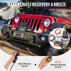 VEVOR Electric Winch, 18,000 lb, 12V DC Truck Winch with Φ7/16 in x 85 ft Steel Cable Roller Fairlead Wireless & Wired Remote Control, IP55 Waterproof for Towing Off-Road SUV Jeep Truck Trailer Boat