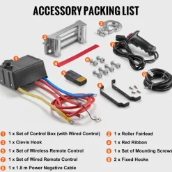 VEVOR Electric Winch, 18,000 lb, 12V DC Truck Winch with Φ7/16 in x 85 ft Steel Cable Roller Fairlead Wireless & Wired Remote Control, IP55 Waterproof for Towing Off-Road SUV Jeep Truck Trailer Boat