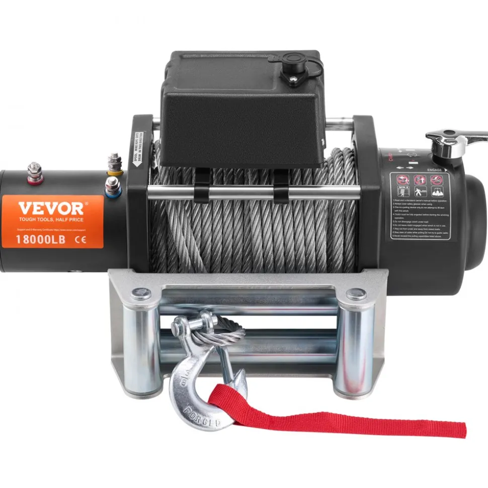 VEVOR Electric Winch, 18,000 lb, 12V DC Truck Winch with Φ7/16 in x 85 ft Steel Cable Roller Fairlead Wireless & Wired Remote Control, IP55 Waterproof for Towing Off-Road SUV Jeep Truck Trailer Boat