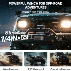 VEVOR Electric Winch, 18,000 lb, 12V DC Truck Winch with Φ7/16 in x 85 ft Steel Cable Roller Fairlead Wireless & Wired Remote Control, IP55 Waterproof for Towing Off-Road SUV Jeep Truck Trailer Boat