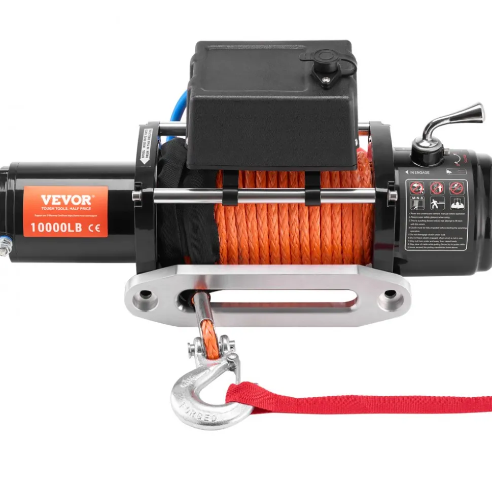 VEVOR Electric Winch, 10,000 lb, 12V DC Truck Winch with Φ7/20 in x 65 ft Synthetic Rope Aluminum Fairlead Wireless & Wired Remote Control, IP55 Waterproof for Towing Off-Road SUV Jeep Trailer Boat