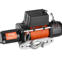 VEVOR Electric Winch, 10,000 lb, 12V DC Truck Winch with Φ7/20 in x 65 ft Synthetic Rope Aluminum Fairlead Wireless & Wired Remote Control, IP55 Waterproof for Towing Off-Road SUV Jeep Trailer Boat