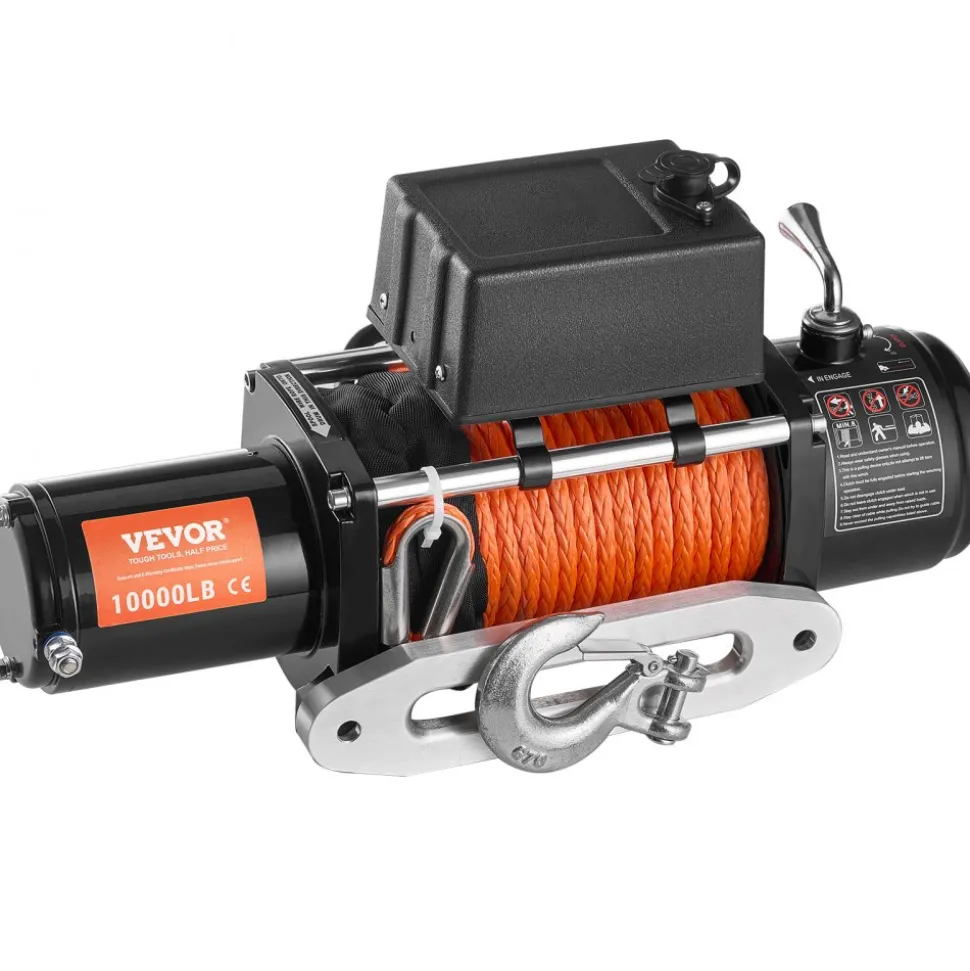 VEVOR Electric Winch, 10,000 lb, 12V DC Truck Winch with Φ7/20 in x 65 ft Synthetic Rope Aluminum Fairlead Wireless & Wired Remote Control, IP55 Waterproof for Towing Off-Road SUV Jeep Trailer Boat