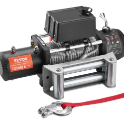 VEVOR Electric Winch, 13,500 lb, 12V DC Truck Winch with Φ3/8 in x 80 ft Steel Cable Roller Fairlead Wireless & Wired Remote Control, IP55 Waterproof for Towing Off-Road SUV Jeep Truck Trailer Boat
