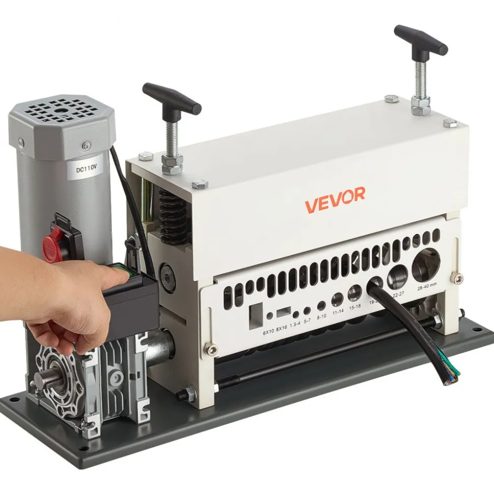 VEVOR Electric Wire Stripper Machine, 0.06-1.57 in, 11 Channel Automatic Copper Cable Stripper, 370W Wire Stripper Tool with Manual Hand Crank Mode, Emergency Stop Button, for Scrap Copper Recycling
