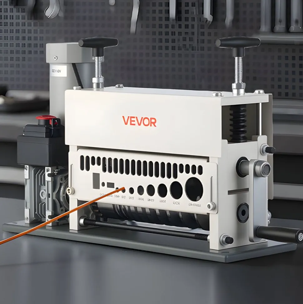 VEVOR Electric Wire Stripper Machine, 0.06-1.57 in, 11 Channel Automatic Copper Cable Stripper, 370W Wire Stripper Tool with Manual Hand Crank Mode, Emergency Stop Button, for Scrap Copper Recycling