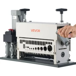 VEVOR Electric Wire Stripper Machine, 0.06-1.57 in, 11 Channel Automatic Copper Cable Stripper, 370W Wire Stripper Tool with Manual Hand Crank Mode, Emergency Stop Button, for Scrap Copper Recycling