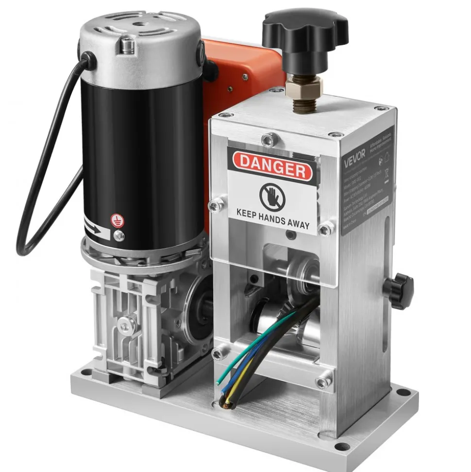 VEVOR Electric Wire Stripping Machine, 0.06-1.57 in, 400W Automatic Motorized Cable Stripper, 9.84 IPS (15 m/min) Wire Peeler with Blades, V-Shaped Rollers, Cooling Fan, for Scrap Copper Recycling