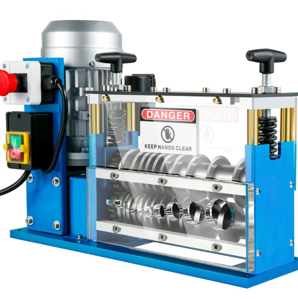 VEVOR Electric Wire Stripping Machine, 370W 0.06 inch -1.5 inch Automatic Motorized Cable Stripper with 75 ft/min Speed, 11 Channels 10 Blades Strip Machinery, Scrap Handling Tool for Recycling Copper