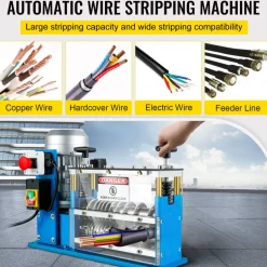 VEVOR Electric Wire Stripping Machine, 370W 0.06 inch -1.5 inch Automatic Motorized Cable Stripper with 75 ft/min Speed, 11 Channels 10 Blades Strip Machinery, Scrap Handling Tool for Recycling Copper
