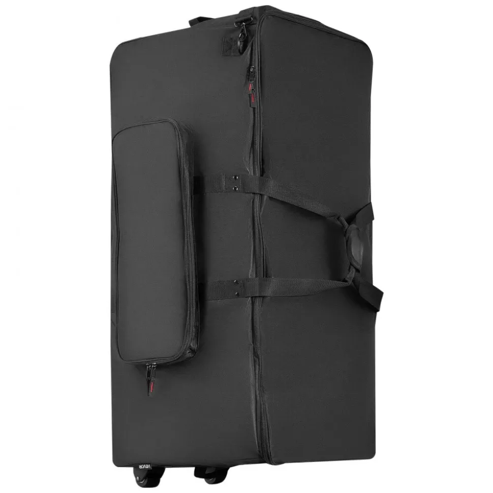 VEVOR Electronic Drum Kit Bag, 600D, Padded Drum Bag with Wheels, Large 36.2 x 16.5 x 16.1 in Interior, Lightweight Travel Case with Detachable Dividers, Multiple Pockets, for Electric Drums, Black