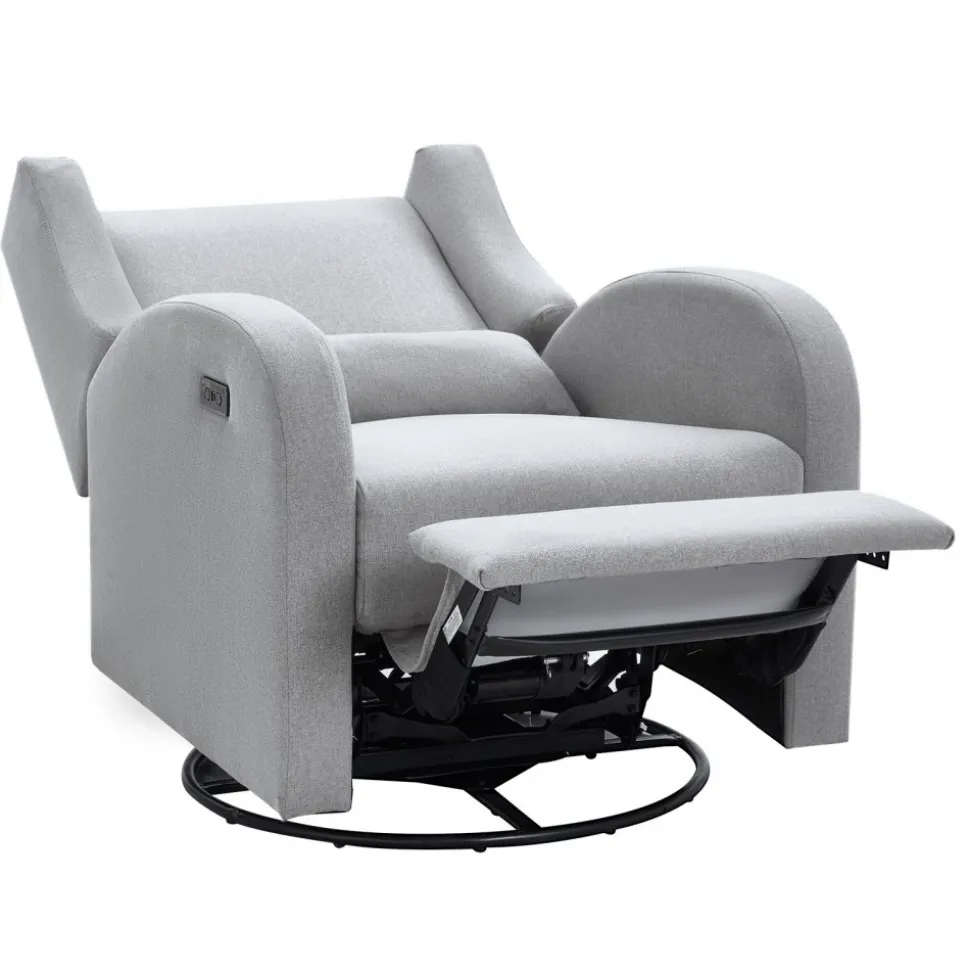 VEVOR Electronic Power Recliner and Swivel Glider, 250 lbs Weight Capacity Swivel Glider Recliner Chair with USB Port, Polyester Surface Swivel Rocker Recliner for Living Room, Bedroom, Light Gray
