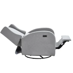 VEVOR Electronic Power Recliner and Swivel Glider, 250 lbs Weight Capacity Swivel Glider Recliner Chair with USB Port, Polyester Surface Swivel Rocker Recliner for Living Room, Bedroom, Light Gray