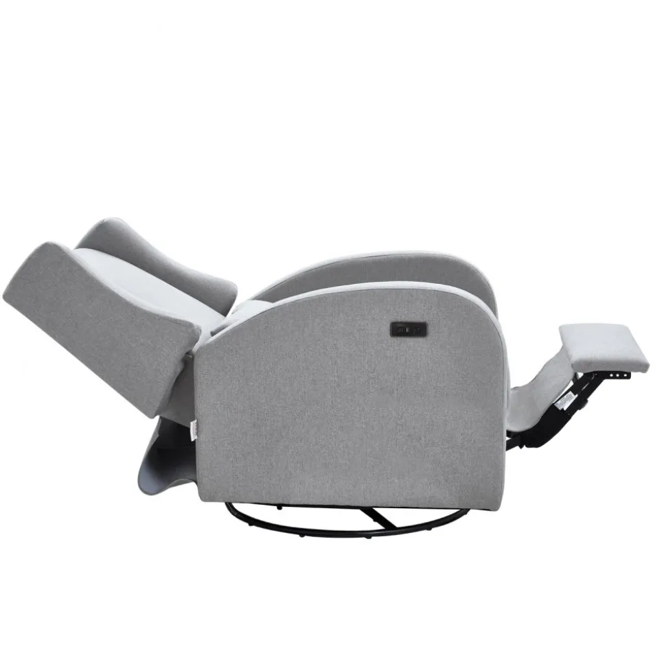 VEVOR Electronic Power Recliner and Swivel Glider, 250 lbs Weight Capacity Swivel Glider Recliner Chair with USB Port, Polyester Surface Swivel Rocker Recliner for Living Room, Bedroom, Light Gray