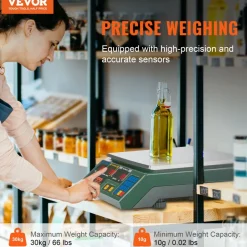 VEVOR Electronic Price Computing Scale, 66 LB Digital Deli Weight Scales, LED Digital Commercial Food Fruit Meat Produce Counting Weight, for Retail Outlet Store, Kitchen, Restaurant Market, Farmer