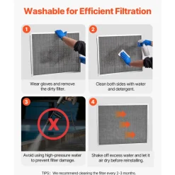 VEVOR Electrostatic Air Filter, 20x25x1 inch Washable & Reusable Aluminum AC/HVAC Furnace Filter, MERV 8 Long Lifetime, Home or Office (Actual Size: 19.75 x 24.65 x 0.82 in)