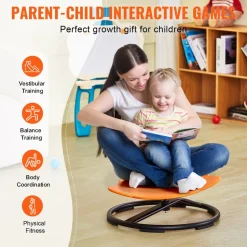 VEVOR Elephant Kids Swivel Chair, 220 LBS Capacity, 360° Spinning Chair, Autistic Kids Sensory Toy Chair with Non-Slip Metal Base, Toddler Sit and Spin Chair for Coordination Balance Focus Orange
