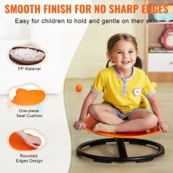 VEVOR Elephant Kids Swivel Chair, 220 LBS Capacity, 360° Spinning Chair, Autistic Kids Sensory Toy Chair with Non-Slip Metal Base, Toddler Sit and Spin Chair for Coordination Balance Focus Orange