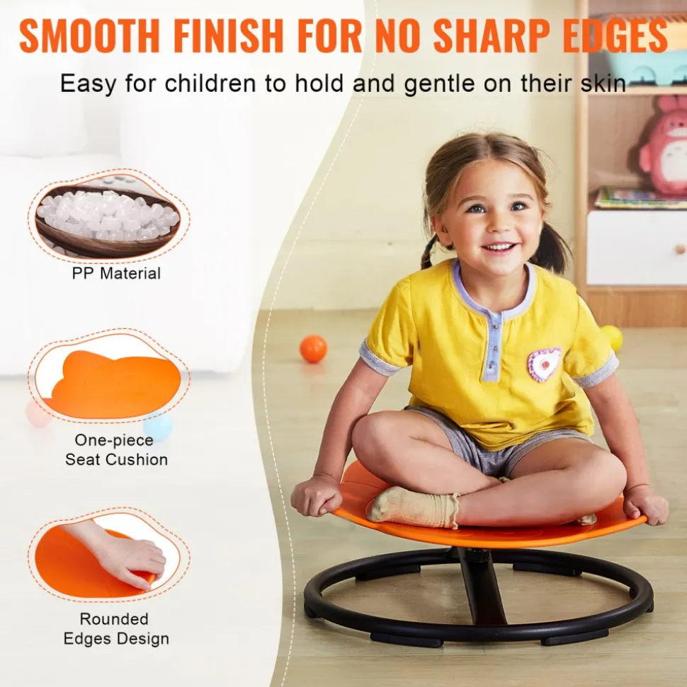 VEVOR Elephant Kids Swivel Chair, 220 LBS Capacity, 360° Spinning Chair, Autistic Kids Sensory Toy Chair with Non-Slip Metal Base, Toddler Sit and Spin Chair for Coordination Balance Focus Orange