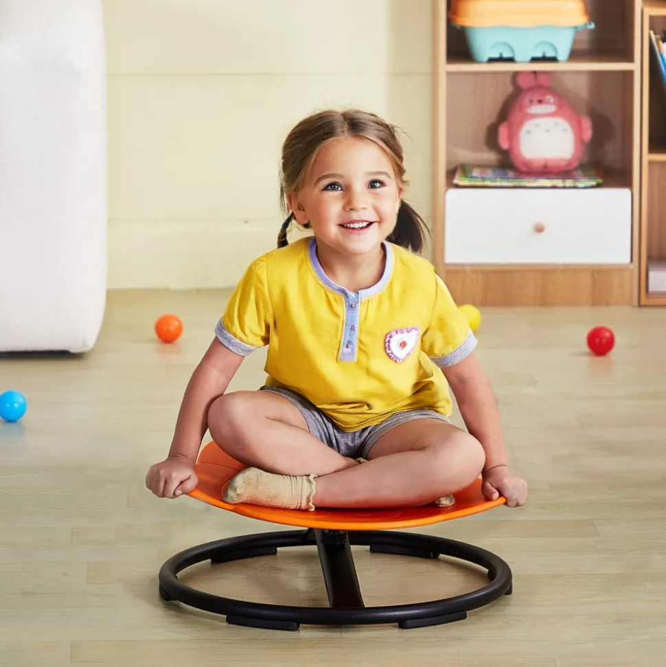 VEVOR Elephant Kids Swivel Chair, 220 LBS Capacity, 360° Spinning Chair, Autistic Kids Sensory Toy Chair with Non-Slip Metal Base, Toddler Sit and Spin Chair for Coordination Balance Focus Orange