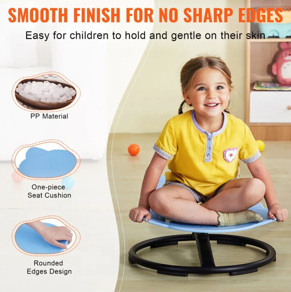 VEVOR Elephant Kids Swivel Chair, 220 LBS Capacity, 360° Spinning Chair, Autistic Kids Sensory Toy Chair with Non-Slip Metal Base, Toddler Sit and Spin Chair for Coordination Balance Focus Blue