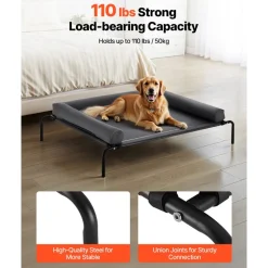 VEVOR Elevated Dog Bed for Large Dogs, Portable Raised Dog Cot with Washable Pillow, Indoor & Outdoor Pet Cooling Raised Hammock Bed with Steel Metal Frame and Breathable Teslin Mesh, XL, Gray